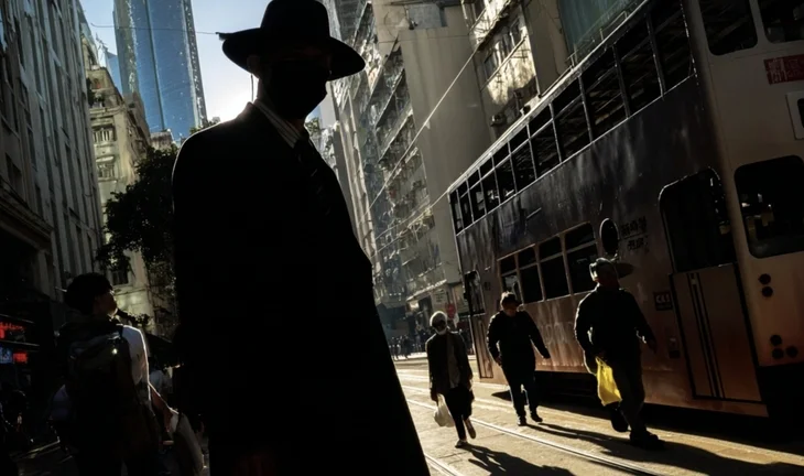a masked man in Hong Kong 