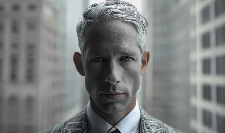 grey man in a suit