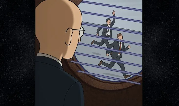 trader watching other traders frolick outside